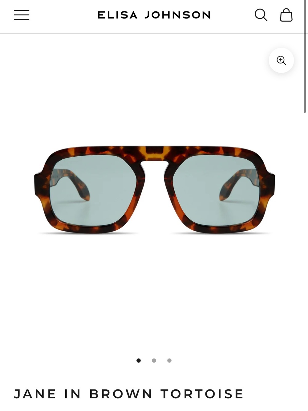 NWT Elisa Johnson Jane Sunglasses Brown Tortoise Blue/Green Lenses
